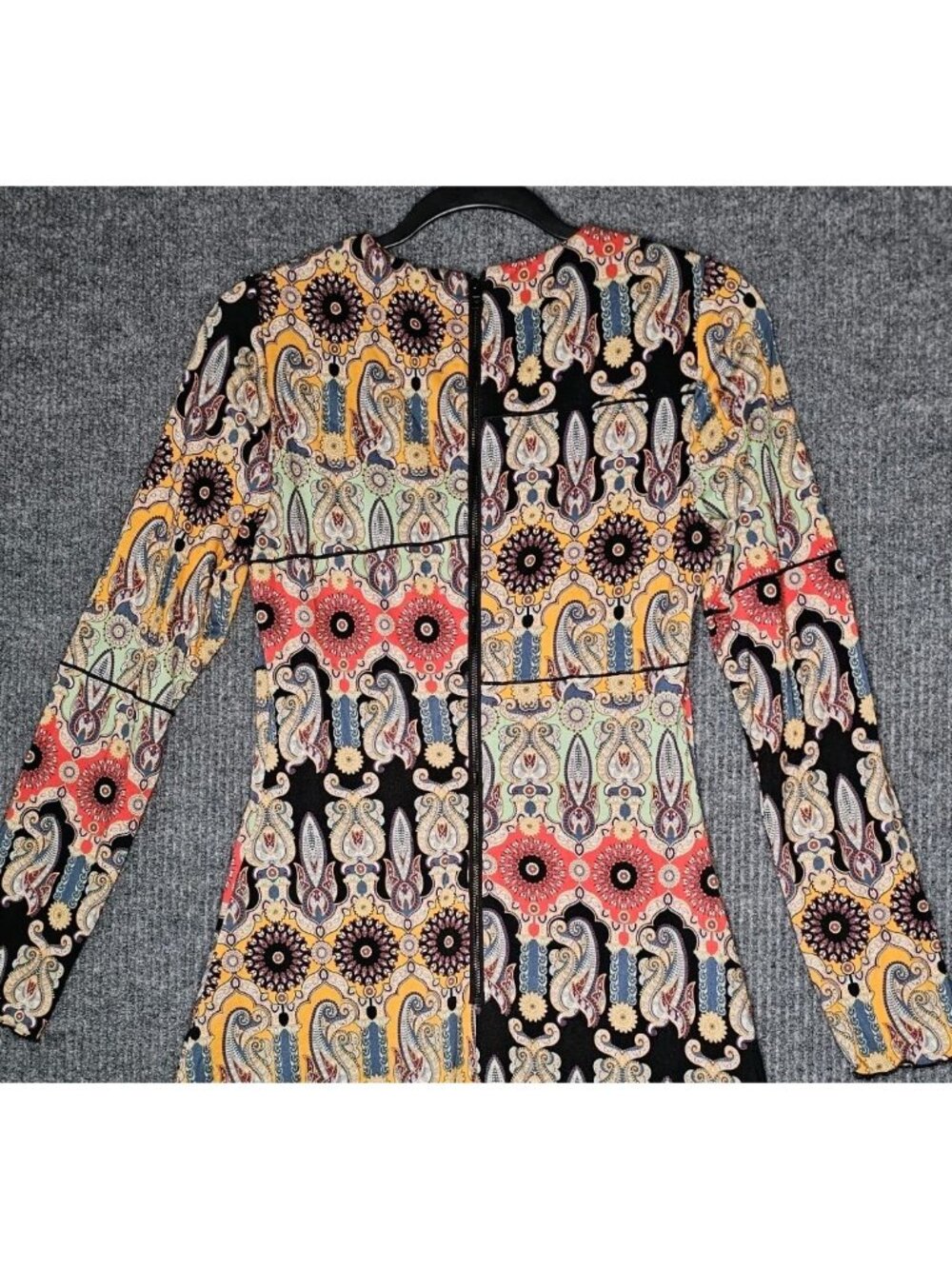 ALICE + OLIVIA sz 8 Delora Paneled Flare Mini Dress Patchwork boho tribal - Picture 5 of 8